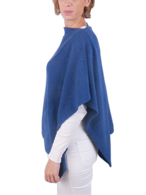 Poncho mantella in lana Art Tricot | 700PAZZURRO